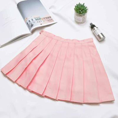 China Breathable Preppy Style Women's Mini Pleated Skirt High Waist Pure Color A Line Tennis Skirt Plus Size Clothing for sale