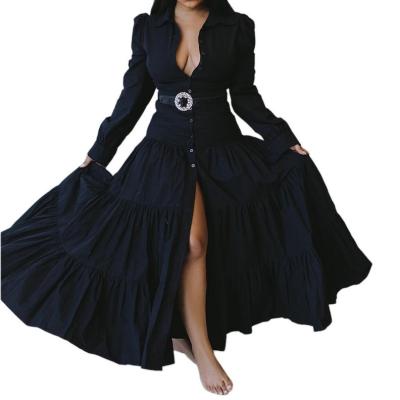 China New Arrivals Breathable Ladies Spring Solid Summer Long Dress Elegant Women Maxi Shirt Dresses Loose Shirt Dress for sale