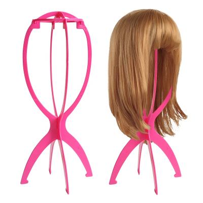 China ZCHUM 14.2 Inches Hot Pink Durable Wig Display Tool Short And Mid Length Wigs, Travel Wig Stand for sale