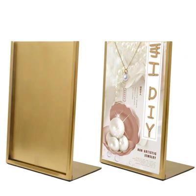 China Custom TMJ POP 002 Sign Holder Acrylic Sign Holder Shopping Cart Advertising A4 Acrylic Sign Holder TMJ POP 002 for sale