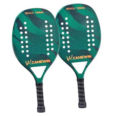 China Beach games wholesale Camewin green thick carbon fiber glass lightweight beach tennis racket for sale