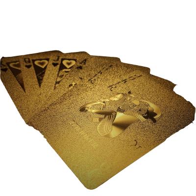 China Entertaiment Game Cards Wholesale 24K Gold Foil Strong Elasticity PET Double Sided Frosted Waterproof Poker Card for sale