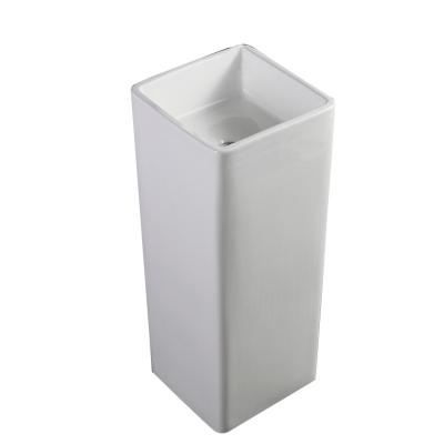 China Easy Clean Square White Ceramic Standing Wash Basin Bathroom Pedestal Wash Basin Wholesales for sale