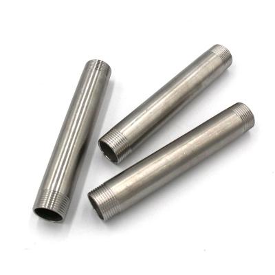 China Pipe Lines Connect Thread Stainless Steel Nipple S304 316 Pipe Fittings Barrel Nipple Along for sale