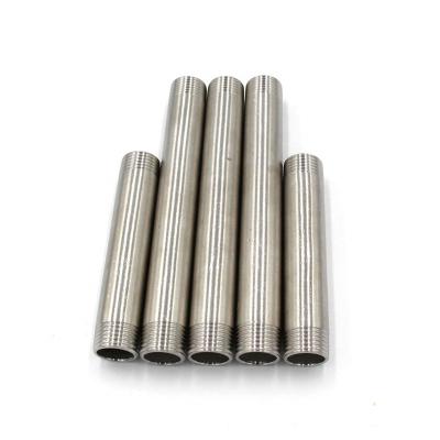 China Oil Gas Water Stainless Steel Thread Pipe Nipple Barrel Double Nipple Threaded Nipple For Plumbing Materials for sale