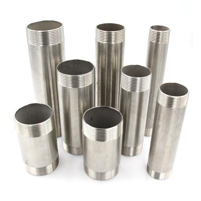 China Industry 304 316 Stainless Steel Pipe Nipple Barrel Nipple BSP NPT DIN Thread Pipe Weld Nipple for sale