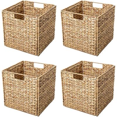 China Sustainable Foldable Storage Baskets With Wire Frame (set of 4) for sale