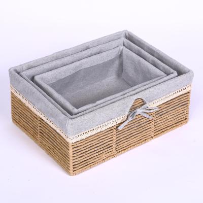 China Viable set of 3 pieces of woven baskets to suit fruit baskets made of wicker, seaweed, rattan, PVC, aquatic plants, squash grass, etc. for sale