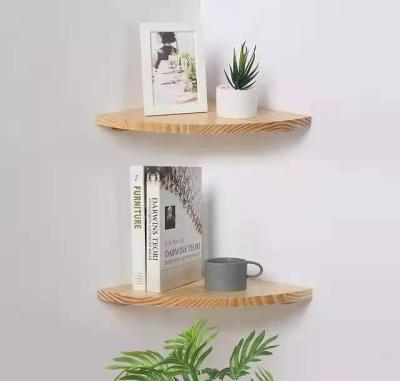 China (Other) 12 Inch Adjustable Solid Wood Floating Corner Shelf Wall Semicircular Shelf (2 Pieces Set), Living Room Decoration Shelf for sale