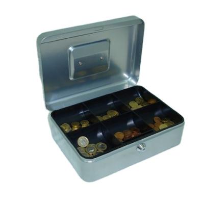 China Portable Steel Cash Box Safe Money With 6 Compartment Tray For Euro Money Telephone Booth Cash Box for sale