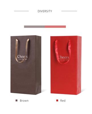 China Recyclable Brown Kraft Die Cut Single Paper Wine Bag for sale