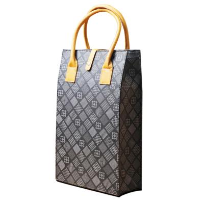 China 2pcs Recyclable Eco - Friendly Leather Wine Bag With Leather Handle for sale