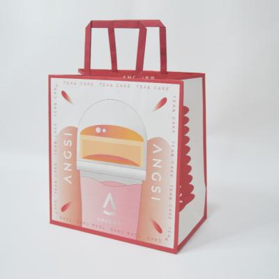 China Recyclable Recyclable Paper Bag Kraft Paper Bag With Your Own Logo Kraft Paper Bag For Food With Handle for sale