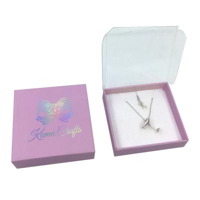 China Recycled Materials Necklaces, Earrings, Bracelets Jewelry Packaging Gift Box With Clear PVC Coating for sale