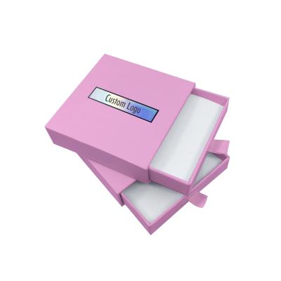 China Recycled Materials Pink Color Drawer Slide Box Small Jewelry Packaging Gift Cardboard Box for sale