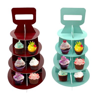 China Customized Decorative Folding Pastries Color Cake Danes Display Stand Tower With Cone Cover for sale