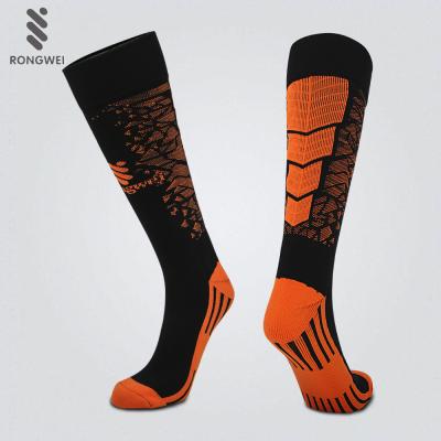 China Antibacterial High Quality Black And Orange Vintage Football Socks For Men for sale