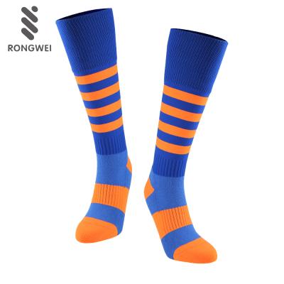 China Antibacterial Custom Personalized Stripe Football Knee High Adult/Kid Soccer Socks for sale