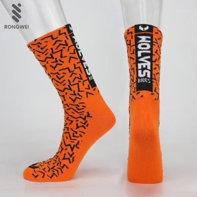 China Custom Wholesale Professional Antibacterial Soak Up Orange And Black Cycling Socks Sweat for sale