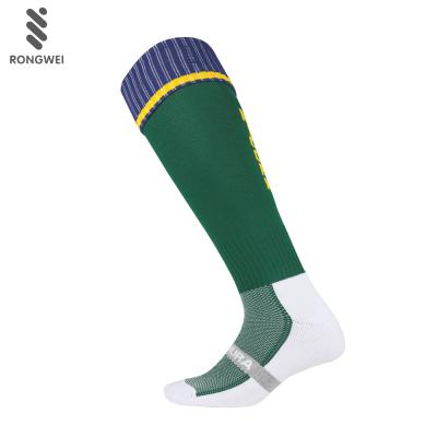 China Customized Antibacterial Long Green Cotton Gym Sports Baseball Socks for sale