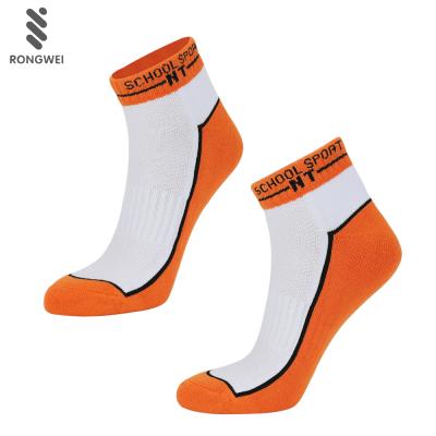 China Antibacterial Custom Design Orange And White Breathable Ankle School Sports Socks for sale