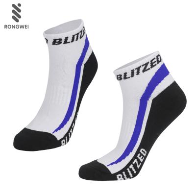 China Antibacterial Custom Design White And Blue Thick Outdoor Sports Ankle Socks For Men for sale