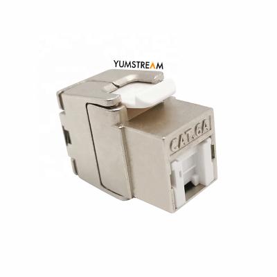 China 180 stp ftp rj45 network cat6a toolless keystone jack zinc alloy shielded with white shutter silver for sale