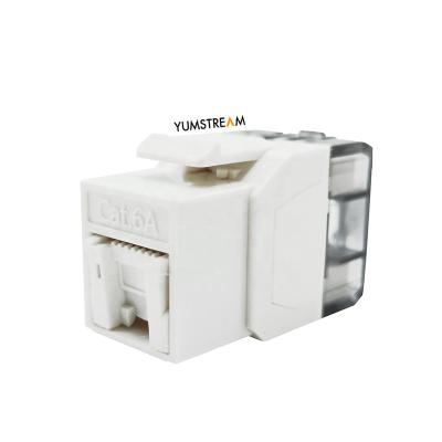 China pc 180 degree 8p8c utp rj45 cat6a network module punch down modular keystone jack with shutter for sale