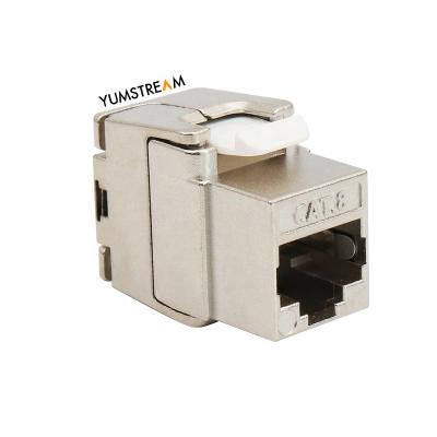 China Mini STP zinc alloy shielded keystone ftp rj45 cat8 180 degree cat 8 keystone jack toolless for sale