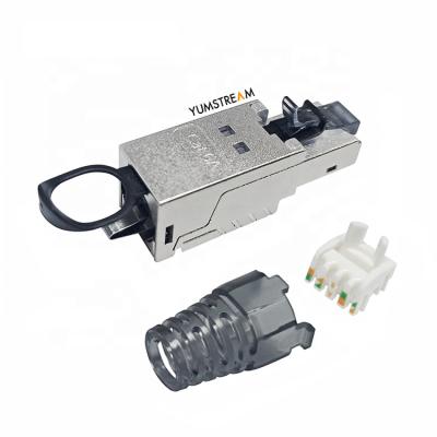 China Toolless 8p8c cat.6a rj45 conector shielded less modular sftp tool socket field cat6a ethernet rj45 network connector for sale