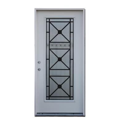 China Fangda modern pre-hung wrought iron with sidelight outside door for sale