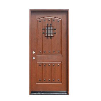 China Mid Century Fangda 1 Panel Arch Door Mahogany Slab With Speakeasy Fiberglass Door for sale