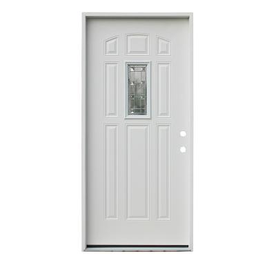 China Fangda contemporary front and back 9 panel embossed prehung steel door replacement steel doors for sale