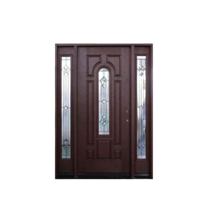 China Fangda Modern Design Exterior Main Pivot Modern Solid Wood Wooden Entry Doors for sale