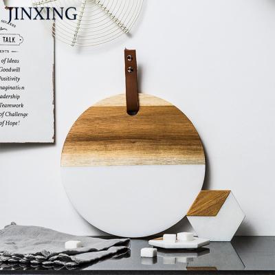 China Sustainable Custom Round Wood And Marble Stone Combination Cutting Board Set Kitchen Food Chopping Blocks for sale