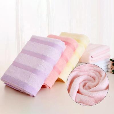 China Good Quality China Factory Gray Stripe Bamboo Carbon Fiber Water Absorption Face Towel Bath Towel For Beach for sale