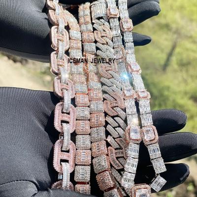 China Hiphop ICEMAN JEWELRY Ice Out Hip Hop 20mm Two Tone Diamond Cut Chain Baguette Chain Two Tone Cuban Link Chain for sale