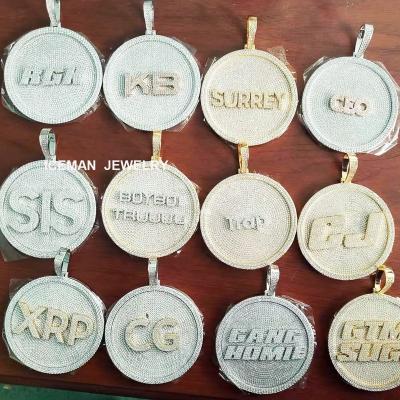 China Hiphop ICEMAN Hip Hop JEWELRY Iced Out Custom Necklace Pendant Logo, Round Plate Custom Name Pendant for sale