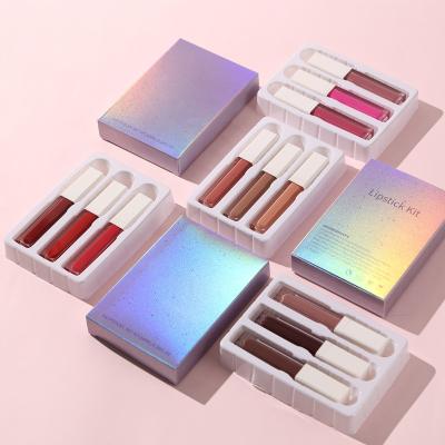 China 3 Lip Gloss Matte Lip Glaze Waterproof Mist Surface Not Easy To Fade Red Mouth Lip Gloss Gift Box Set for sale