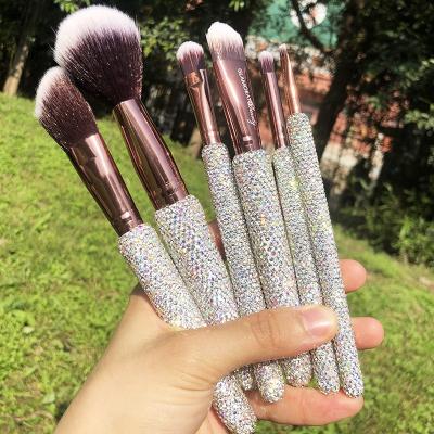 China Hot Selling Fan Brush 2021 Makeup Brushes Private Label Normal Size 12 Pieces Blush Diamonds Makeup Brush Set for sale