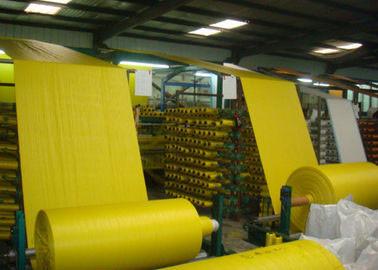 China Rolled Woven Polypropylene Cloth , Yellow Offset Print Rice Sack Fabric UV Treated for sale