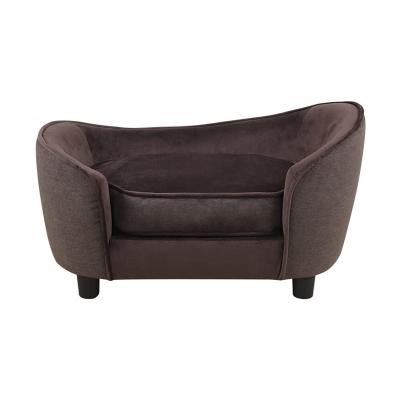 China Mossed Brown Velvet Upholstered Mini Pet Dog Sofa Couch for sale