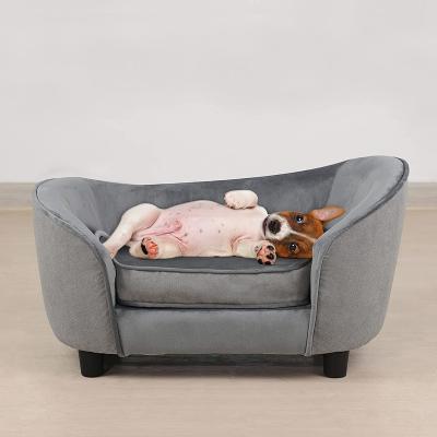 China Lovely Velvet Tufted Comfortable Recliner Pet Sofa Dog and Cat Furniture Bed for sale