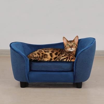 China Soft Pet Cat Dog Upholster Pet Bed Chaise Sofa Factory Design Luxury Tufted Fashion Small for sale