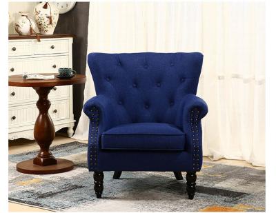 China CHESTERFIELD Home hotel Office Blue American Style Classic Design Furniture Modern Tufted Accent High Back Wing Arm Chair Single Sofa for sale