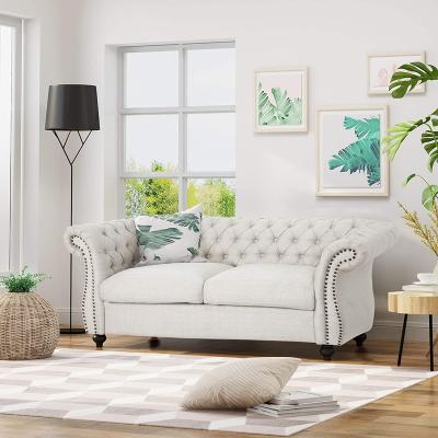 China Nail head accents Deep button tufting white color comfort american sofa sectional chesterfield couch sofa living room for sale for sale