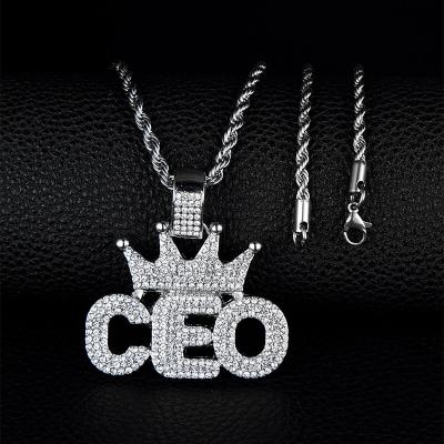 China Trendy Cuban Chain Mens Hip Hop Bling Diamond Custom Name Necklace For President Letter Pendant Necklace Fashion Jewelry for sale