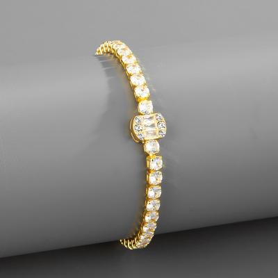 China High Quality Luxury Jewelry Cuban Bracelets Shape Square Diamond Bracelet For Men Women Hip Hop Tennis Jewelry for sale