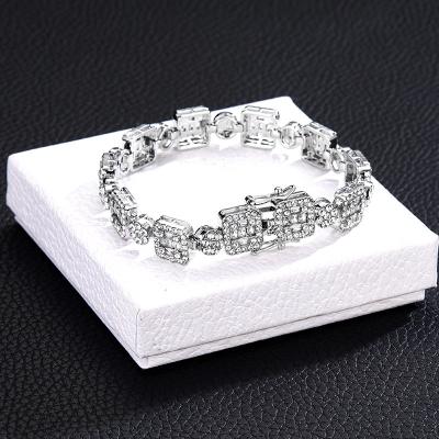 China High Quality Luxury Square And Fashion Round Diamond Bracelets For Men 8/10/18 Inch Jewelry Hip Hop Tennis Chain Bracelets for sale