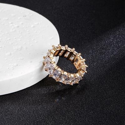 China Luxury Diamond Jewelry Ring Man And Square Zircon Women's Other Zircon Eternity Wedding Band Ring For Bride for sale